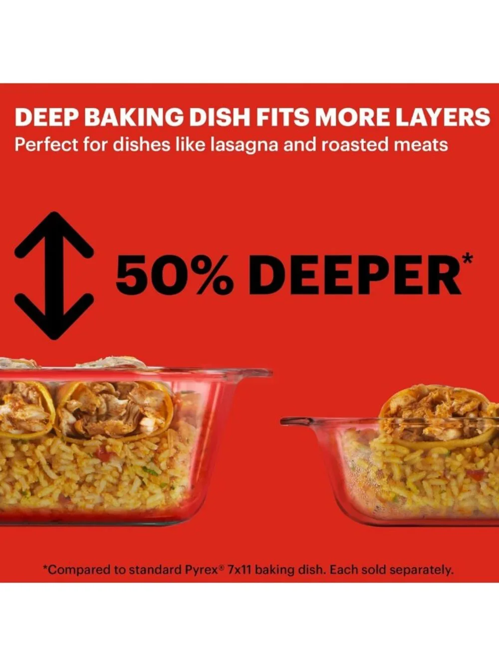 9x13-Inch Deep Glass Baking Dish with Lid - Oven, Freezer, Microwave Safe